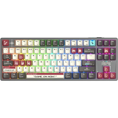 Клавиатура A4TECH Bloody WS87, беспроводная, USB, Bluetooth/Радиоканал, механическая, серый/красный