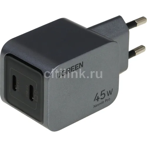 Сетевое зарядное устройство UGREEN X707, 2xUSB-C, 45Вт, 1.2A, серый [35008]