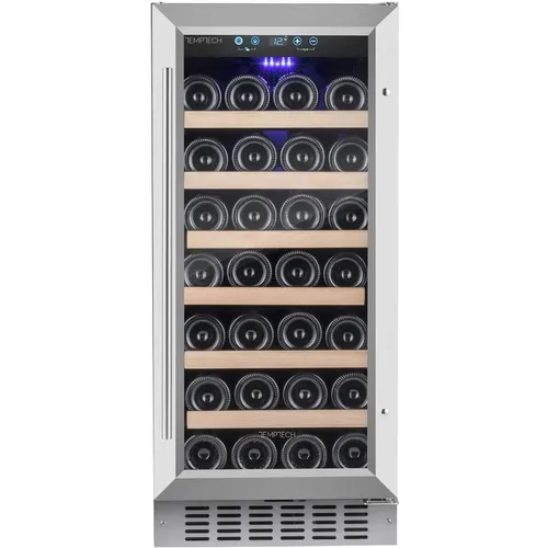 Винный шкаф однокамерный TEMPTECH Premium WPQ38SCS вместимость: 34 бутылок, нержавеющая сталь