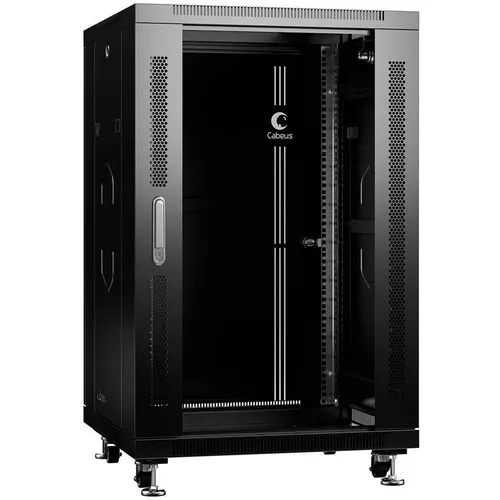 Шкаф коммутационный CABEUS SH-05C-18U60/60-BK напольный, стеклянная передняя дверь, 12U, 600x988x600 мм