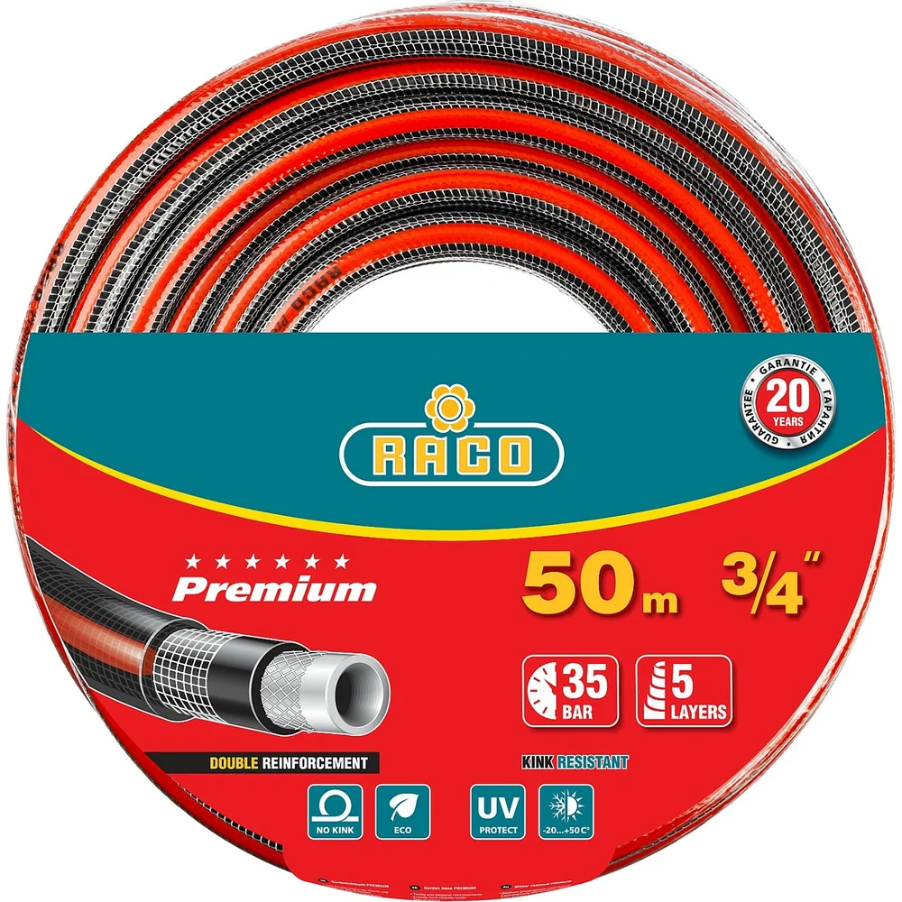 Поливочный армированный пятислойный шланг Raco PREMIUM 40300-3/4-50_z01