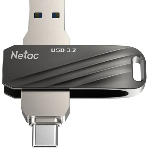 Флешка USB NETAC US11 32ГБ, USB3.2, черный и серебристый [nt03us11c-032g-32bk]