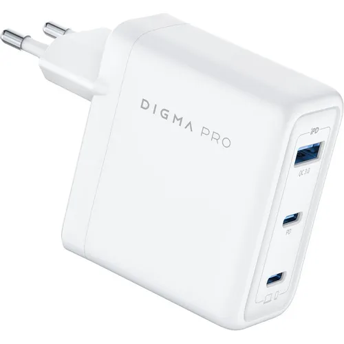 Сетевое зарядное устройство Digma DPW10C, USB-A, 2xUSB-C, 100Вт, 5A, белый [dpw1с0g012wh]