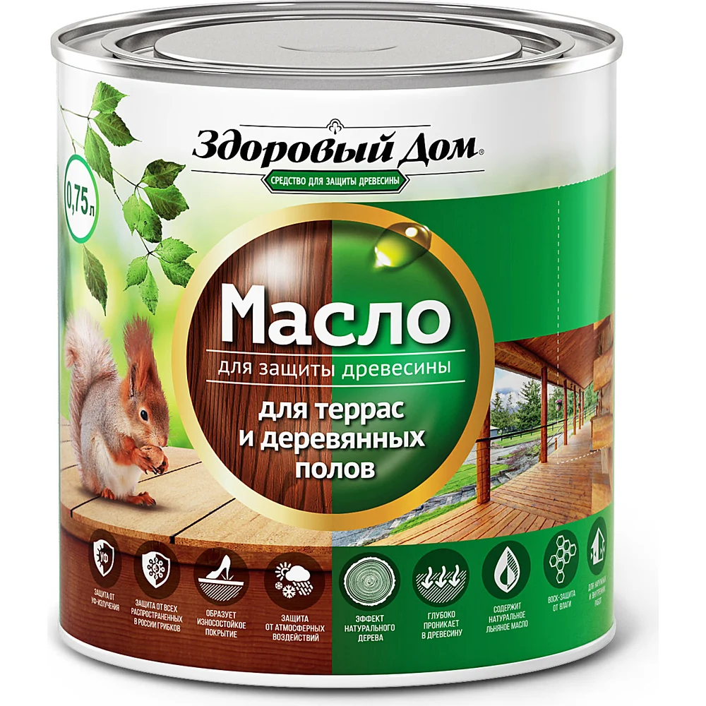Масло для террас и деревянных полов Здоровый дом Лк-00009561