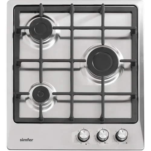 Газовая варочная панель Simfer H45V30M416, 3 конфорки, нержавеющая сталь, серый