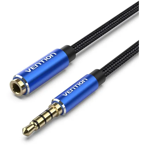 Кабель аудио VENTION BHCLF, Jack 3.5 (m) - Jack 3.5 (f), 1м, GOLD, синий