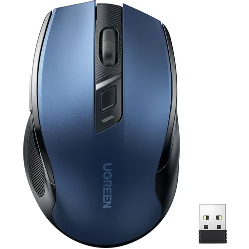 Мышь беспроводная UGREEN MU006, радио, оптическая, USB, 4000dpi, синий [15064]