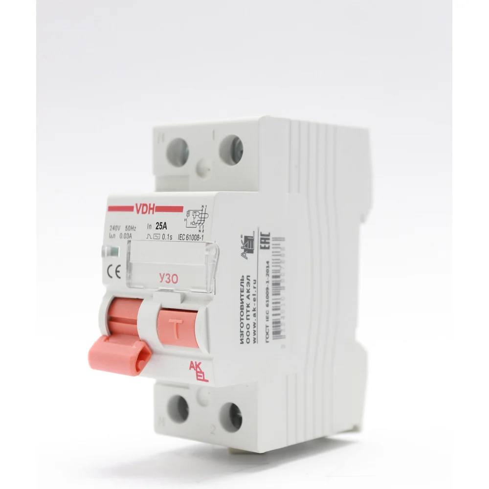 Устройство защитного отключения AKEL VDH-2P-32A-30mA-ТипAC 400651