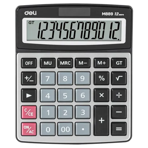Калькулятор Deli EM889, 12-разрядный, серебристый