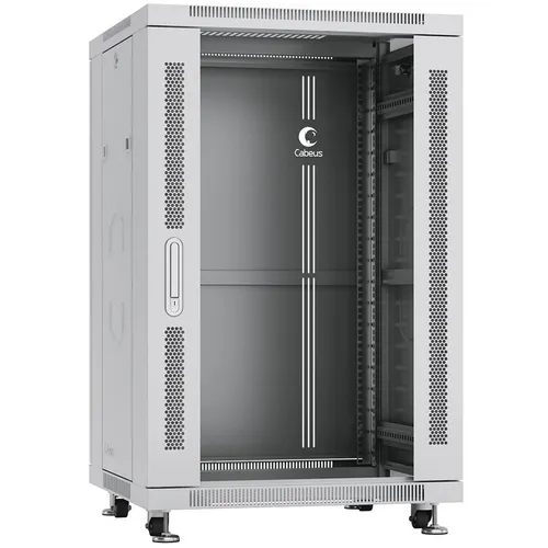 Шкаф коммутационный CABEUS SH-05C-18U60/60 напольный, стеклянная передняя дверь, 18U, 600x988x600 мм