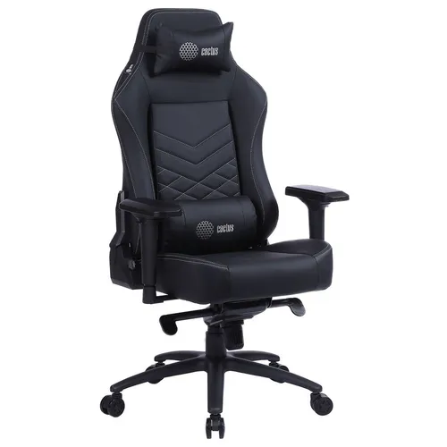 Кресло игровое Cactus CS-CHR-0112, экокожа, до 120кг, регулируемые 4D подлокотники, черный