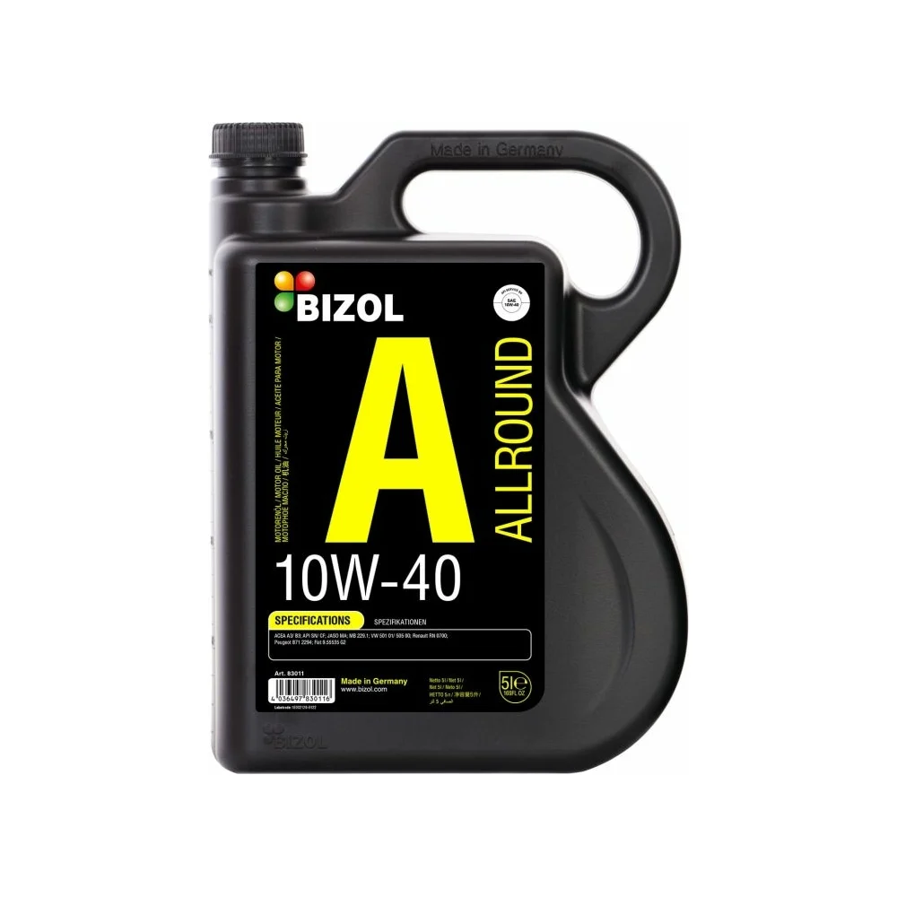 НС-синтетическое моторное масло Bizol Allround 10W-40 SN, A3/B4 MA2 83011