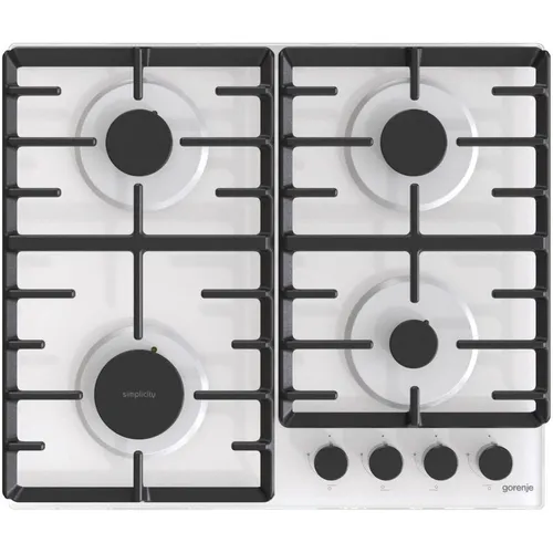 Газовая варочная панель Gorenje GT642SYW, 4 конфорки, закаленное стекло, белый