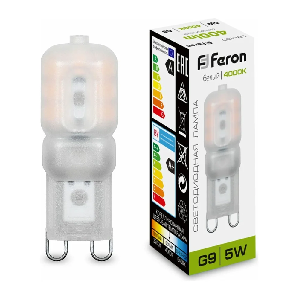 Светодиодная лампа FERON LB-430 G9 5W 4000K 25637