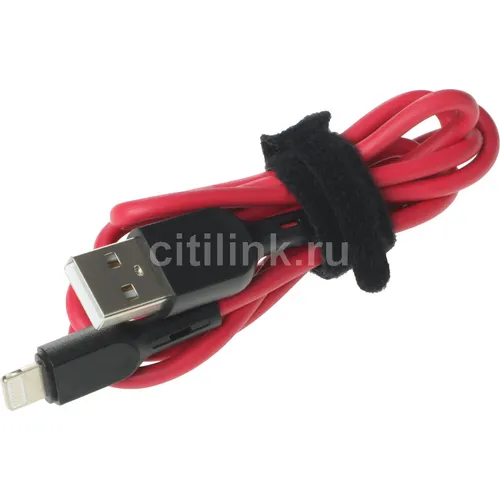 Кабель BORASCO Lightning (m) - USB (m), 1м, 3A, красный [38520]