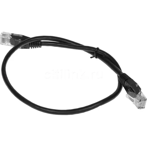Патч-корд LanMaster вилка RJ-45, вилка RJ-45, кат.5E, ПВХ, 0.5м, черный [twt-45-45-0.5-bk]