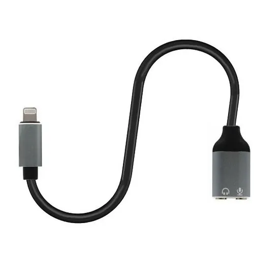 Кабель-переходник аудио PREMIER PCH-268, lightning - 2xJack 3.5 (f), 0.2м, GOLD, черный