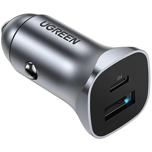 Автомобильное зарядное устройство UGREEN CD130, USB-A, USB-C, 20Вт, 3A, серый [30780_]