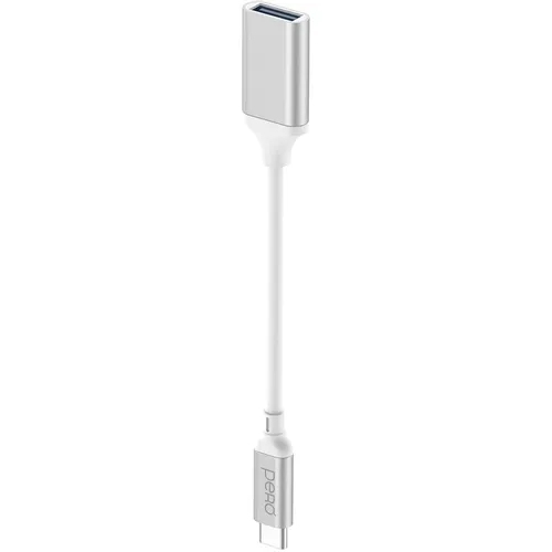 Адаптер OTG PERO AD15, USB Type-C (m) - USB (m), 0.1м, белый [prad15wh]