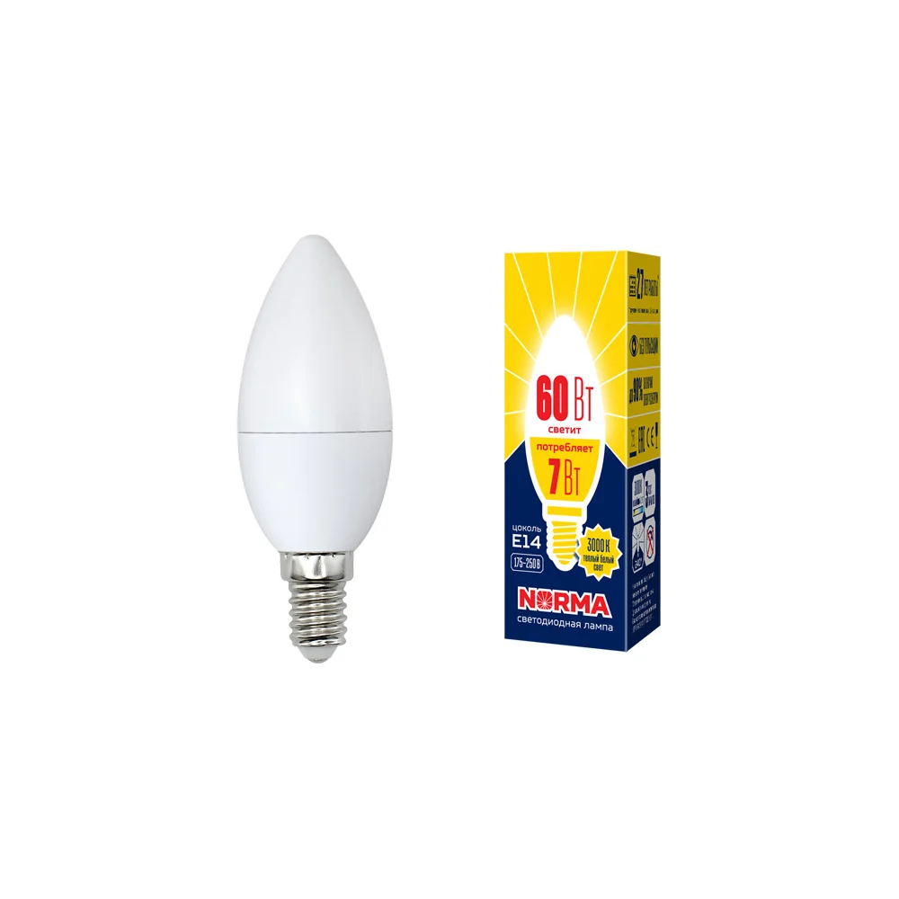 Светодиодная лампа Volpe LED-C37-7W/WW/E14/FR/NR UL-00003796