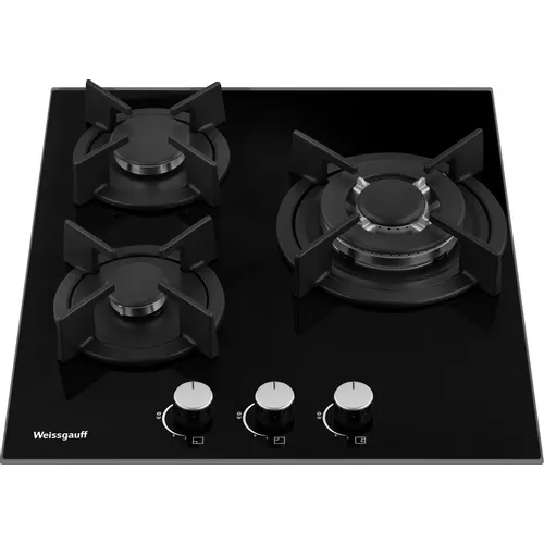 Газовая варочная панель WEISSGAUFF HG 451 Bgh, 3 конфорки, закаленное стекло, черный