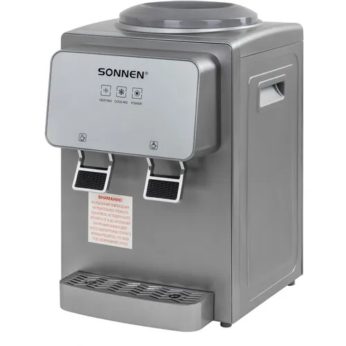 Кулер SONNEN TSE-02GP, настольный, электронный, push - кран, серебристый [455745]