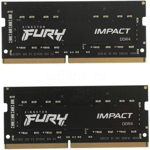 Оперативная память Kingston Fury Impact KF432S20IBK2/16 DDR4 - 2x 8ГБ 3200МГц, для ноутбуков (SO-DIMM), Ret