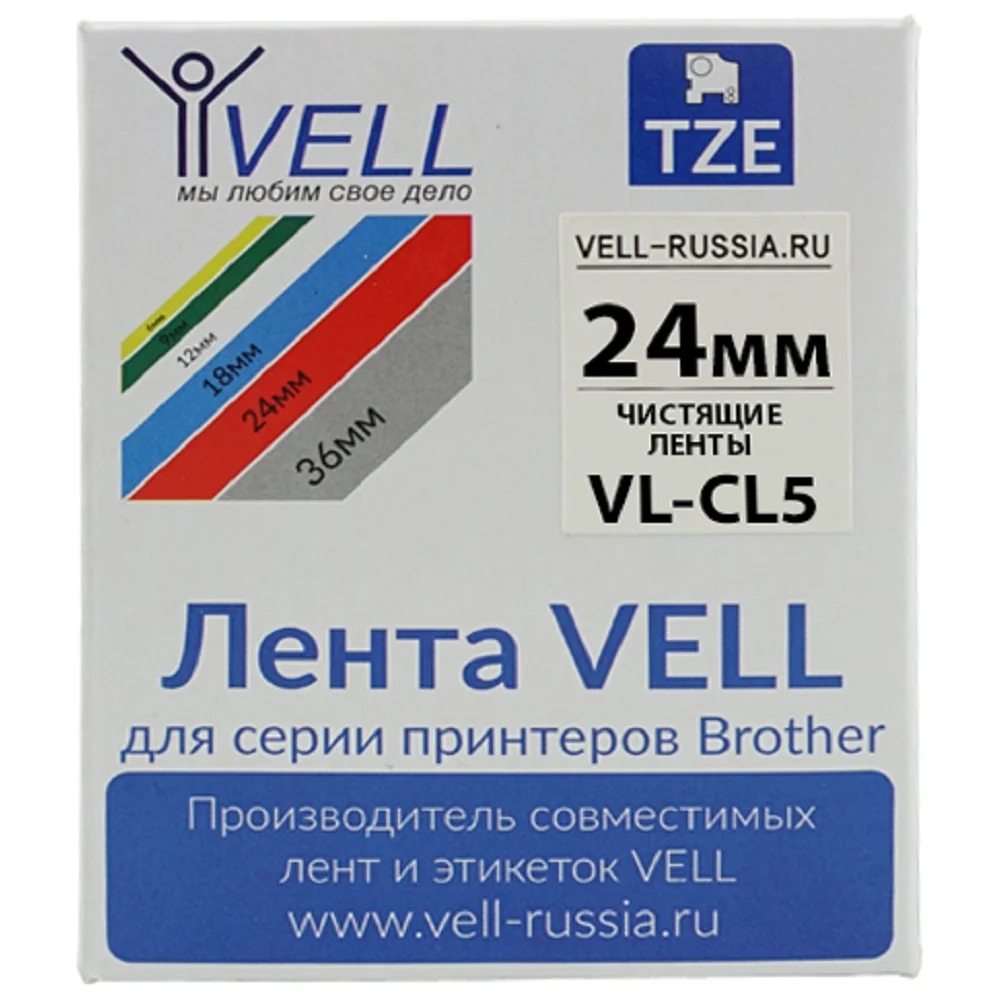 Чистящая лента для PT D600/2700/P700/P750/PTE550/9700/P900 Vell CL-5 Brother TZE CL5 320009