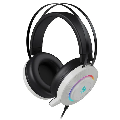 Гарнитура игровая A4TECH Bloody G521, для компьютера, мониторные, проводные, белый / черный [g521 (white)]