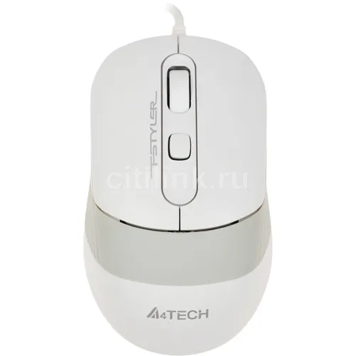 Мышь проводная A4TECH Fstyler FM10, оптическая, USB, 1600dpi, белый и серый [fm10 white]