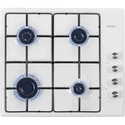 Газовая варочная панель Simfer H60Q40W470, 4 конфорки, эмалированная сталь, белый