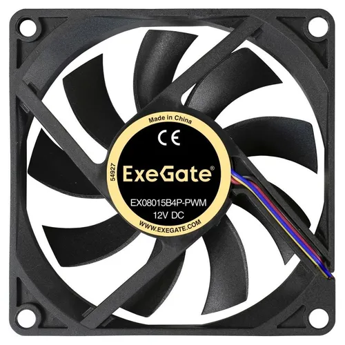 Вентилятор EXEGATE EX288924RUS 80мм, 4-pin, 2500об/мин, 25 дБ, черный, Bulk