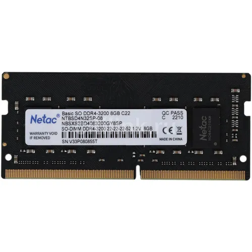 Оперативная память NETAC Basic NTBSD4N32SP-08 DDR4 - 1x 8ГБ 3200МГц, для ноутбуков (SO-DIMM), Ret