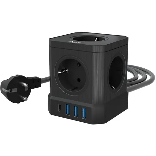 Сетевой фильтр AGNI TP-VE4U5E, 5м, черный [tp-ve4u5e-c-5m-black]