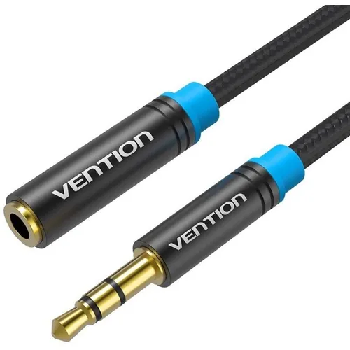 Кабель-удлинитель аудио VENTION VAB-B06-B050-M, Jack 3.5 (m) - Jack 3.5 (f), AWG26, медь бескислородная, 0.5м, GOLD, черный