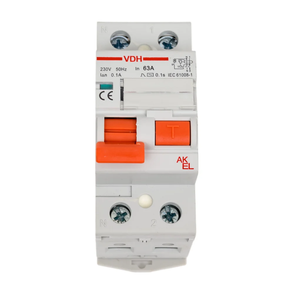 Устройство защитного отключения AKEL УЗО-VDH-2P-63A-100mA-ТипAC 400658