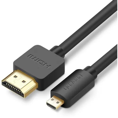 Кабель аудио-видео UGREEN HD127, Micro HDMI (m) - HDMI (m), 2м, GOLD, ф/фильтр, черный [30103]