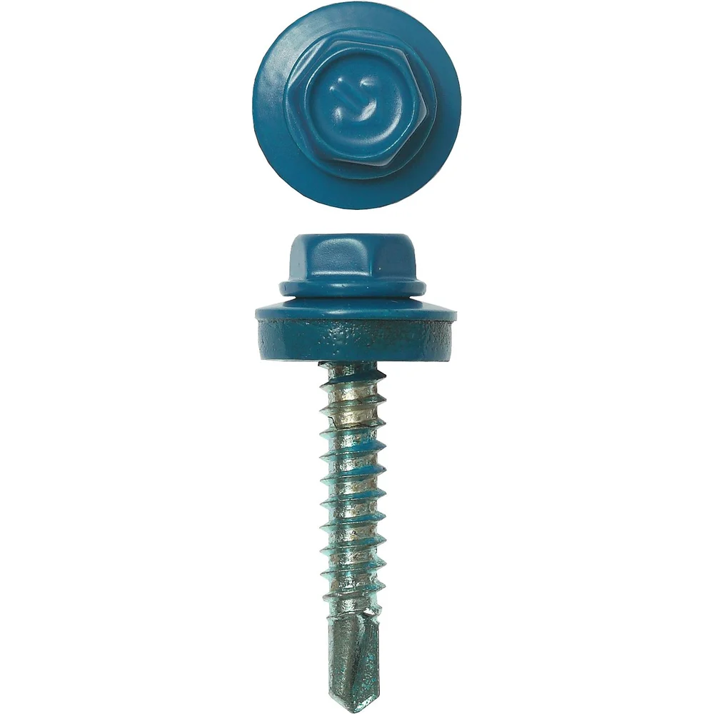 Оцинкованные саморезы для крепления кровельных материалов к деревянной обрешетке ЗУБР 4,8x35 мм RAL5009 небесно-голубой (1800 шт.) 4-300310-48-035-5009