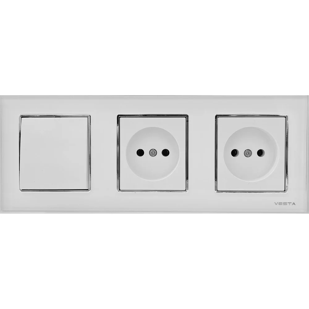 Одноклавишный выключатель + розетки Vesta Electric Комплект-3 FRM050305BEL