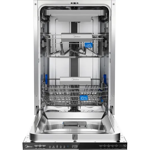Встраиваемая посудомоечная машина Midea MID45S485I, узкая, ширина 44.8см, полновстраиваемая, загрузка 10 комплектов, нержавеющая сталь