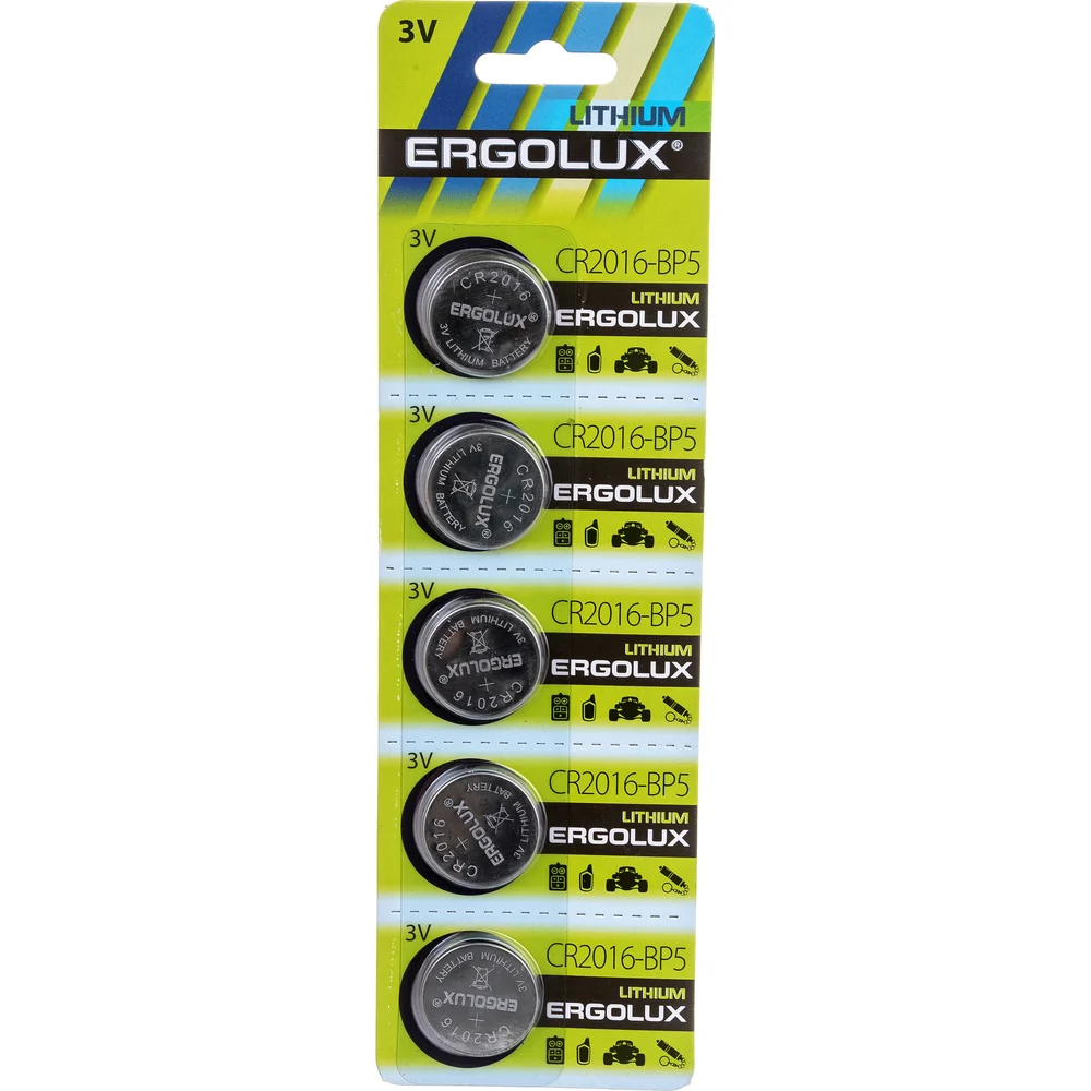Литиевая батарейка Ergolux CR2016-BP5 12049