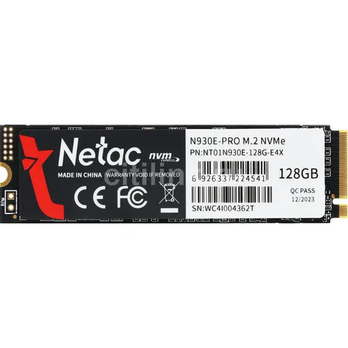 SSD накопитель NETAC N930E Pro NT01N930E-128G-E4X 128ГБ, M.2 2280, PCIe 3.0 x4, NVMe, M.2, rtl