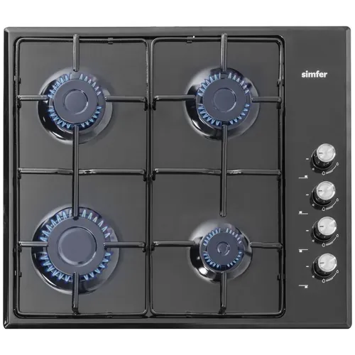 Газовая варочная панель Simfer H60Q40B411, 4 конфорки, эмалированная сталь, черный