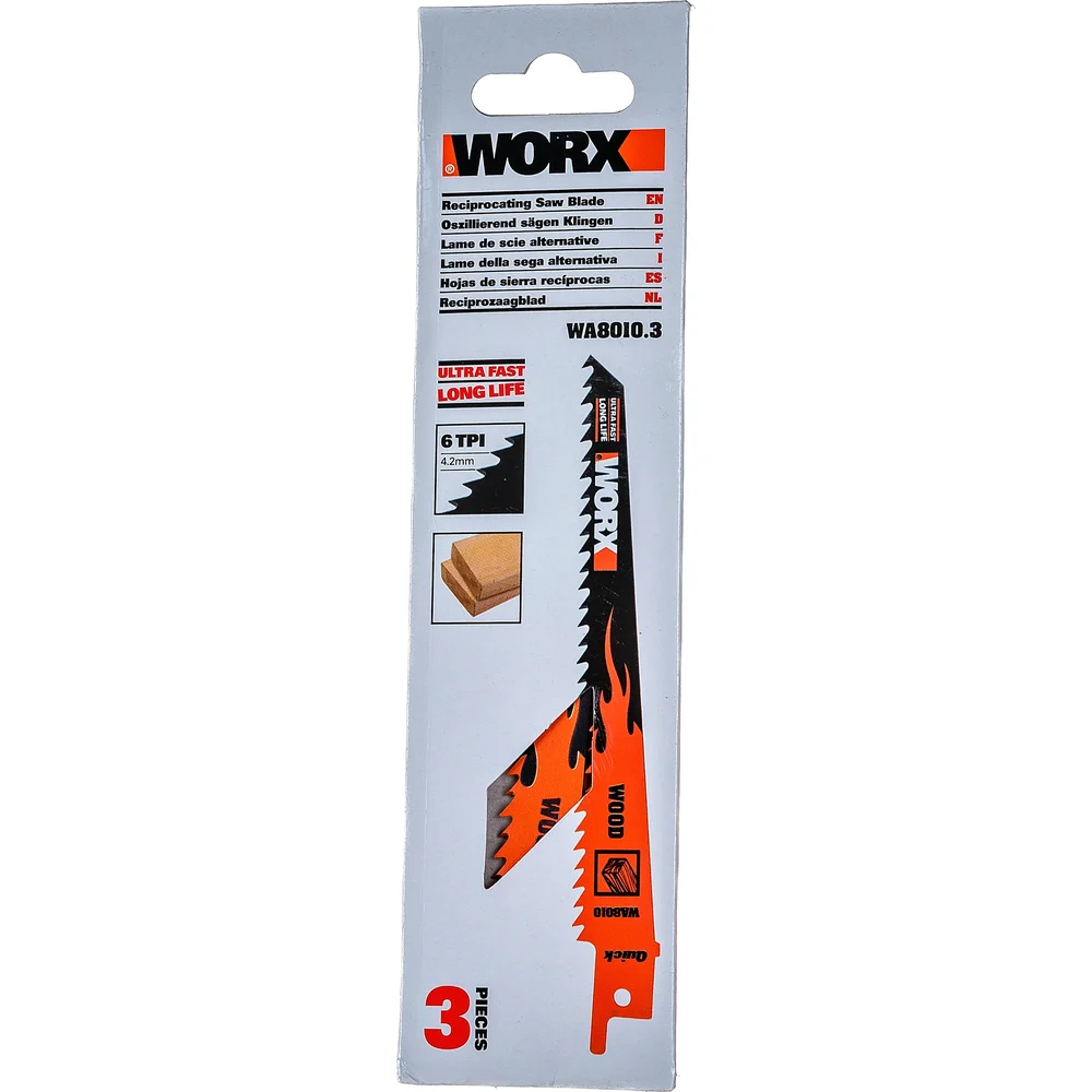Лезвия по дереву для сабельной пилы WORX WA8010.3