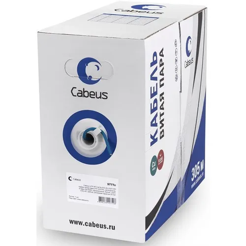 Кабель информационный CABEUS UTP-4P-Cat.5e-SOLID-LSZH-BL, кат.5E, 305м, синий