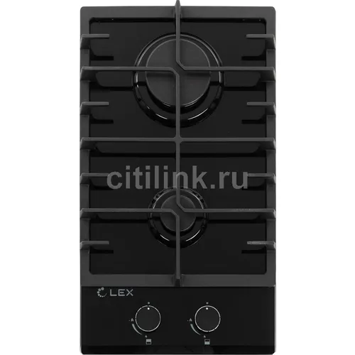 Газовая варочная панель LEX GVG 321 BL, 2 конфорки, закаленное стекло, черный