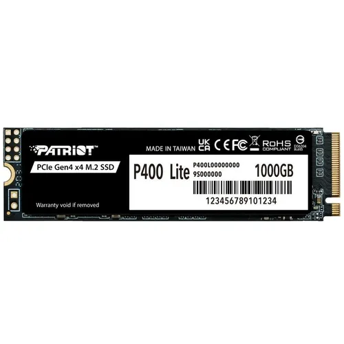 SSD накопитель Patriot P400 Lite P400LP1KGM28H 1ТБ, M.2 2280, PCIe 4.0 x4, NVMe, M.2