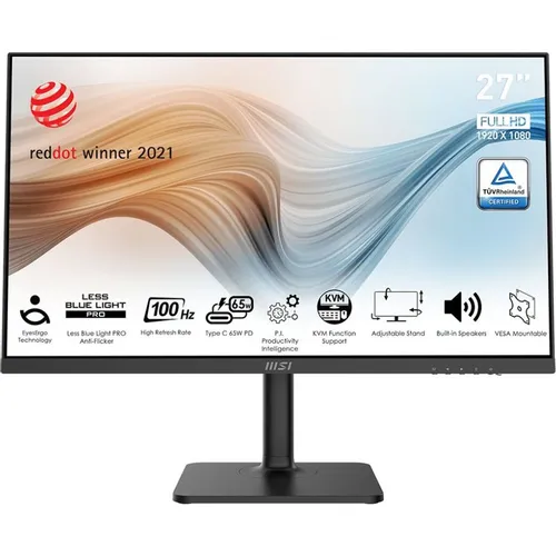 27" Монитор MSI Modern MD272XP, 1920x1080, IPS, 100Гц, 1хHDMI, 1хDP, черный [9s6-3pb19h-232]