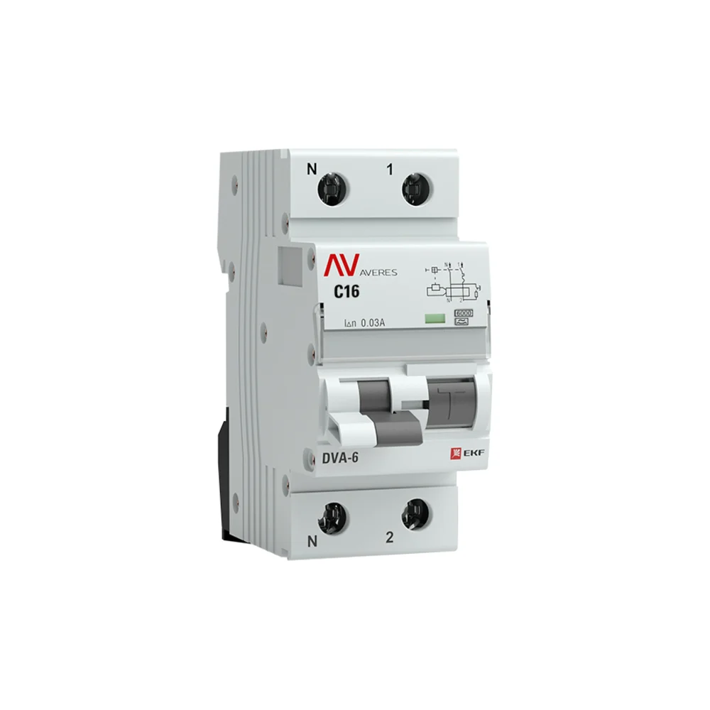 Дифференциальный автомат EKF AVERES DVA-6 rcbo6-1pn-16C-30-a-av