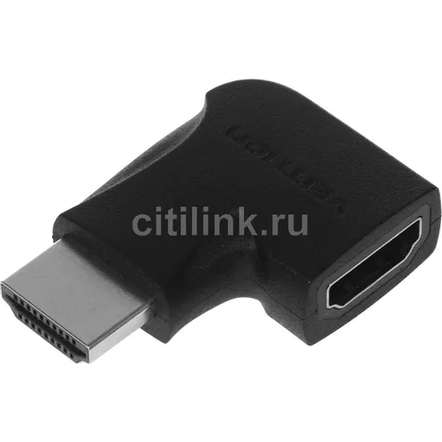 Переходник видео VENTION AIPB0, HDMI (m) (Г-образный) - HDMI (f), ver 2.0, GOLD, черный